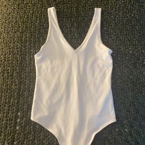 White V Neck Bodysuit